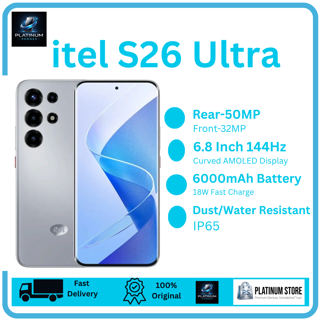 [Anniversary Deal] itel S26 Ultra 256GB+16(8+8)GB Curved 6.8" 144Hz AMOLED Display 50MP Camera Massive 6000mAh Battery 18W Fast Charging Under-Display Fingerprint itel Super 26 Ultra AI Smartphone