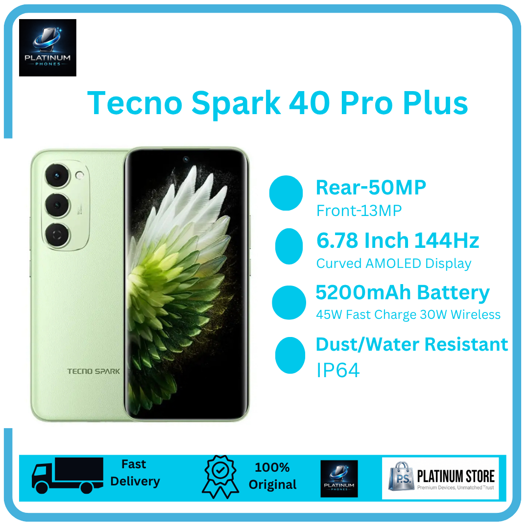 [Price Drop] TECNO Spark 40 Pro Plus 256GB+16(8+8)GB Dual SIM 6.78" 144Hz Curved AMOLED Display 50MP Rear Camera 5200mAh Battery 45W Fast Charging Under-Display Fingerprint Spark 40 Pro+ Smartphone