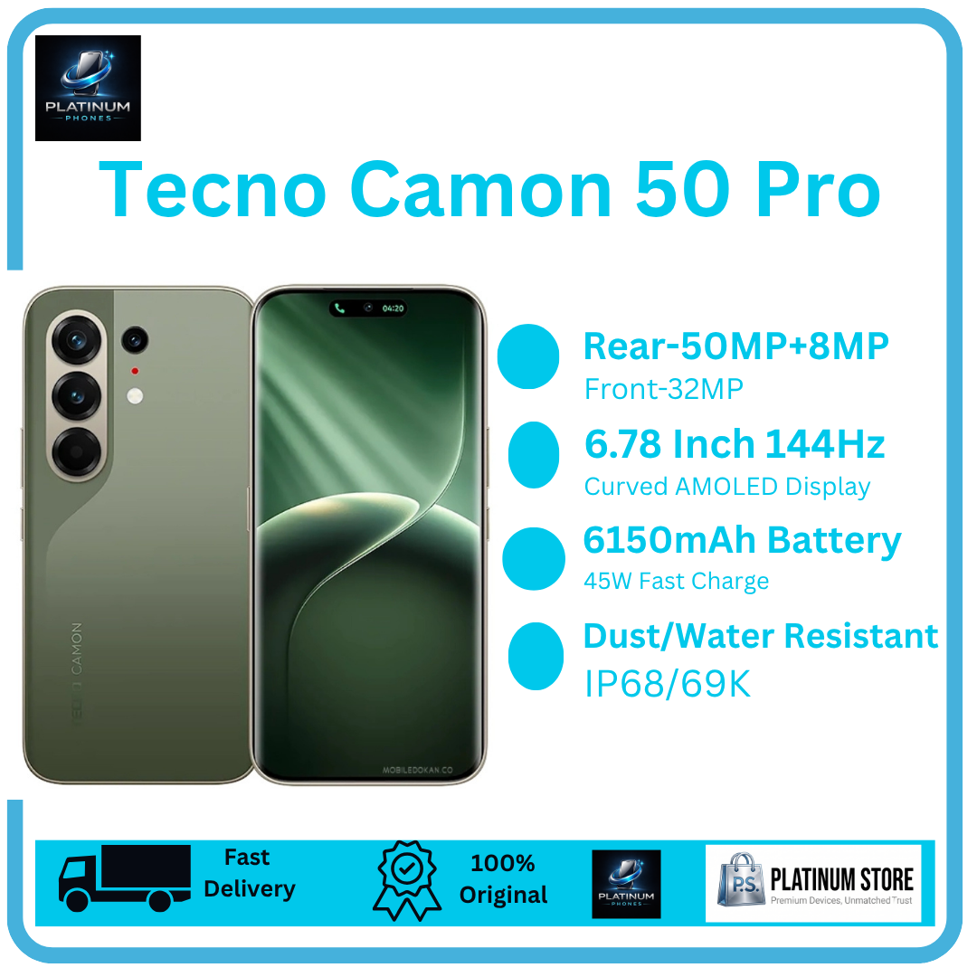 [Anniversary Offer] TECNO Camon 50 Pro 256GB+16(8+8)GB 6.78" Curved AMOLED 144Hz Display Dual SIM 50+50+8MP Back Camera 6150mAh Battery 45W Fast Charging Under-Display Fingerprint TECNO AI Smartphone