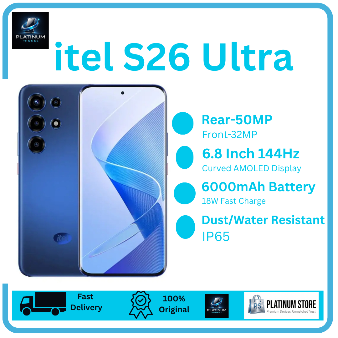 [Anniversary Deal] itel S26 Ultra 256GB+16(8+8)GB Curved 6.8" 144Hz AMOLED Display 50MP Camera Massive 6000mAh Battery 18W Fast Charging Under-Display Fingerprint itel Super 26 Ultra AI Smartphone