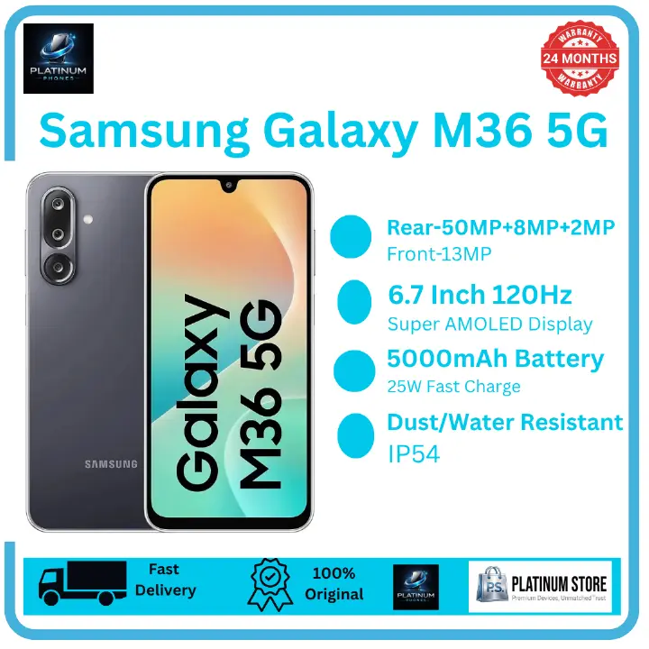 [Price Drop] Samsung Galaxy M36 5G 128GB+6GB 6.7" Super AMOLED 120Hz Display (50+8+2)MP Camera 5000mAh Battery 25W Fast Charging Dual SIM Fingerprint Unlock Galaxy AI Android Smartphone