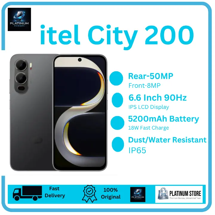 [Anniversary Special] itel City 200 128GB+8(4+4)GB 6.78" IPS LCD 120Hz Display 50MP Back Camera 5200mAh Battery 18W Fast Charging Dual SIM Fingerprint Unlock Android Smartphone