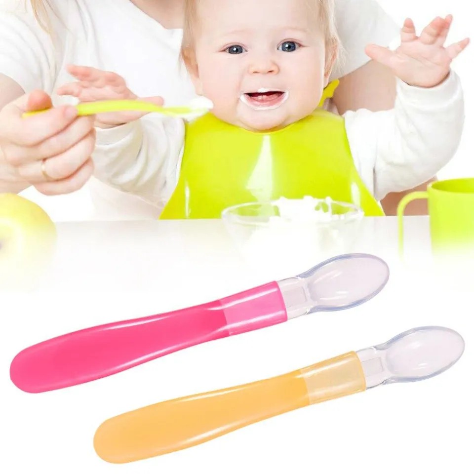 1pc Baby Silicone Feeding Spoon with Long Handle Infant Spoon Safty Tableware Silicone utensils set for Children