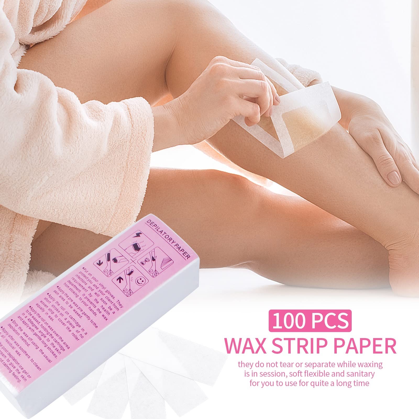 Non woven fabric hair removal wax paper 100 pcs.disposable Wax strips.Depilatory paper Wax Strips