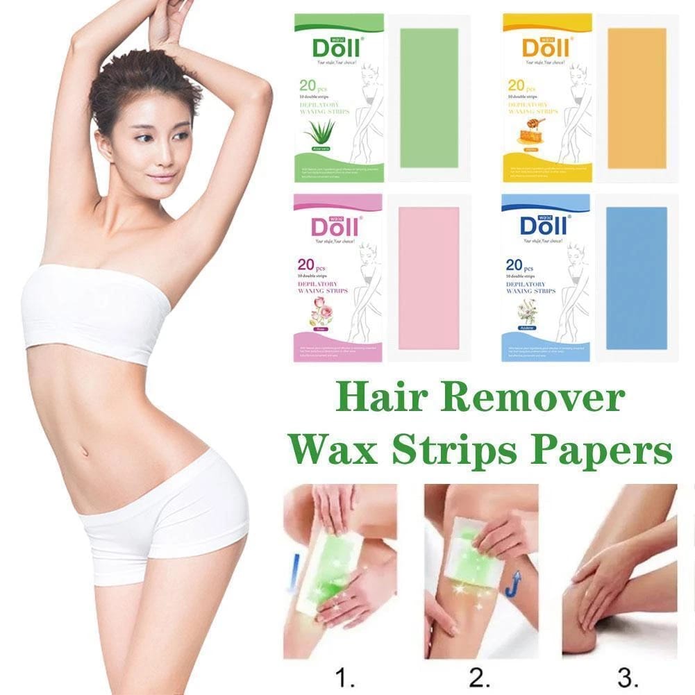 20 strips Rapid Hair removal Wax Strips, For Hair Removal Double-side Long Lasting Depilation Women's Safe Wax Paper For Legs/bikini/arm/neck Strips