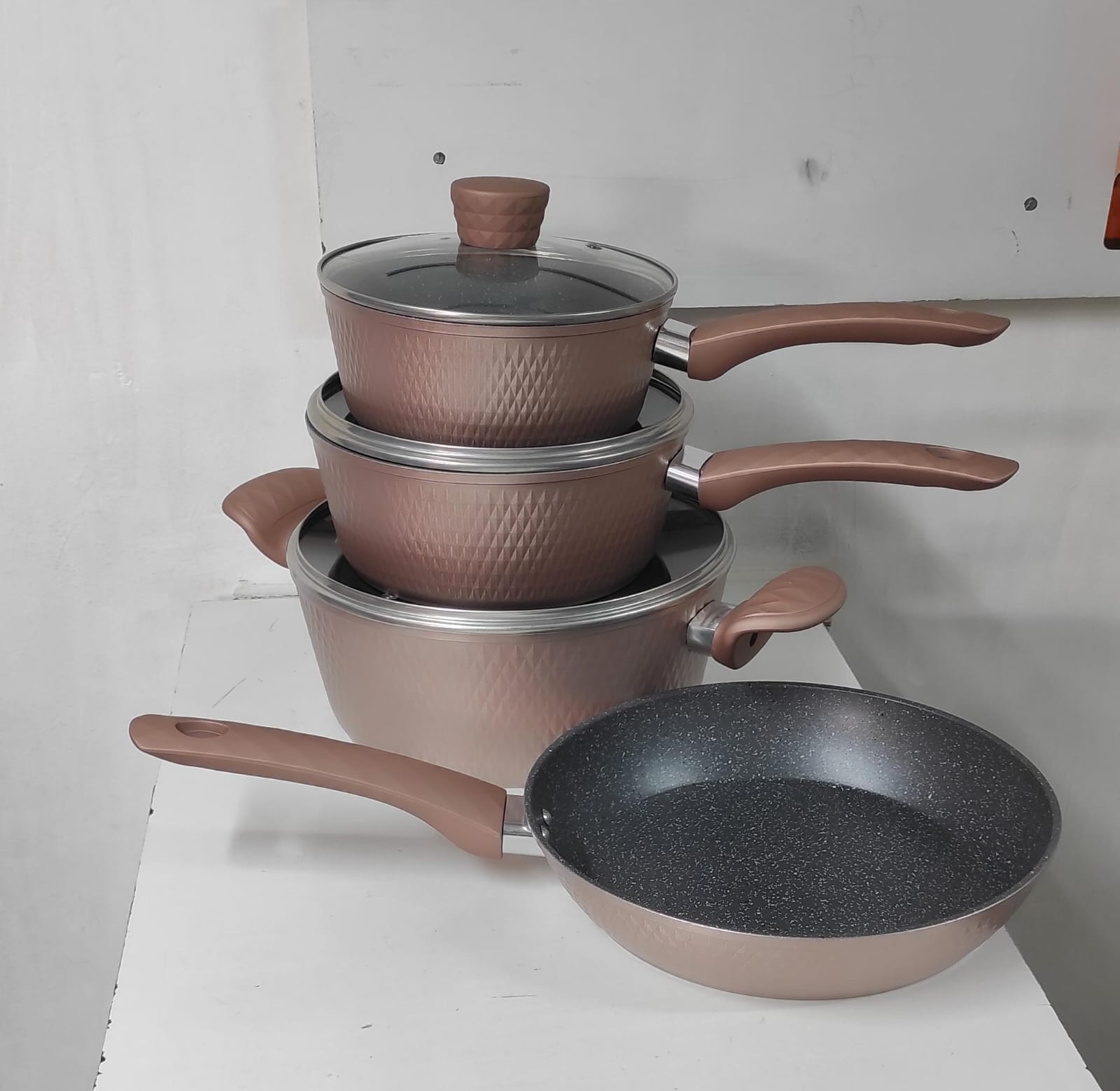 7pcs granite non-stick cookware set, with removable handle, suitable for induction, gas & electric cooktop, non stick cookware, hotchef cookware set, 7pcs Sufuria set