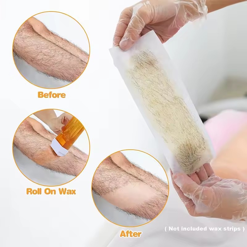 3 in 1 unisex hot roll on wax hair removal kit,hot cartridge warmer for professional waxing Depilatory wax Roll On Heater With Epilator Machine with Wax Refill and Strips for both women and men