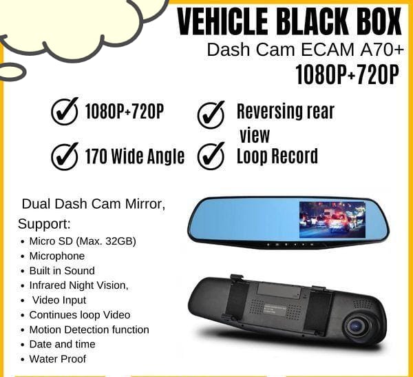 1080P Mirror Dash Cam Dual Lens Dashcam Touch Screen Car Camera Full Hd Drive Recorder Stream Media Rear View Screen Mirror