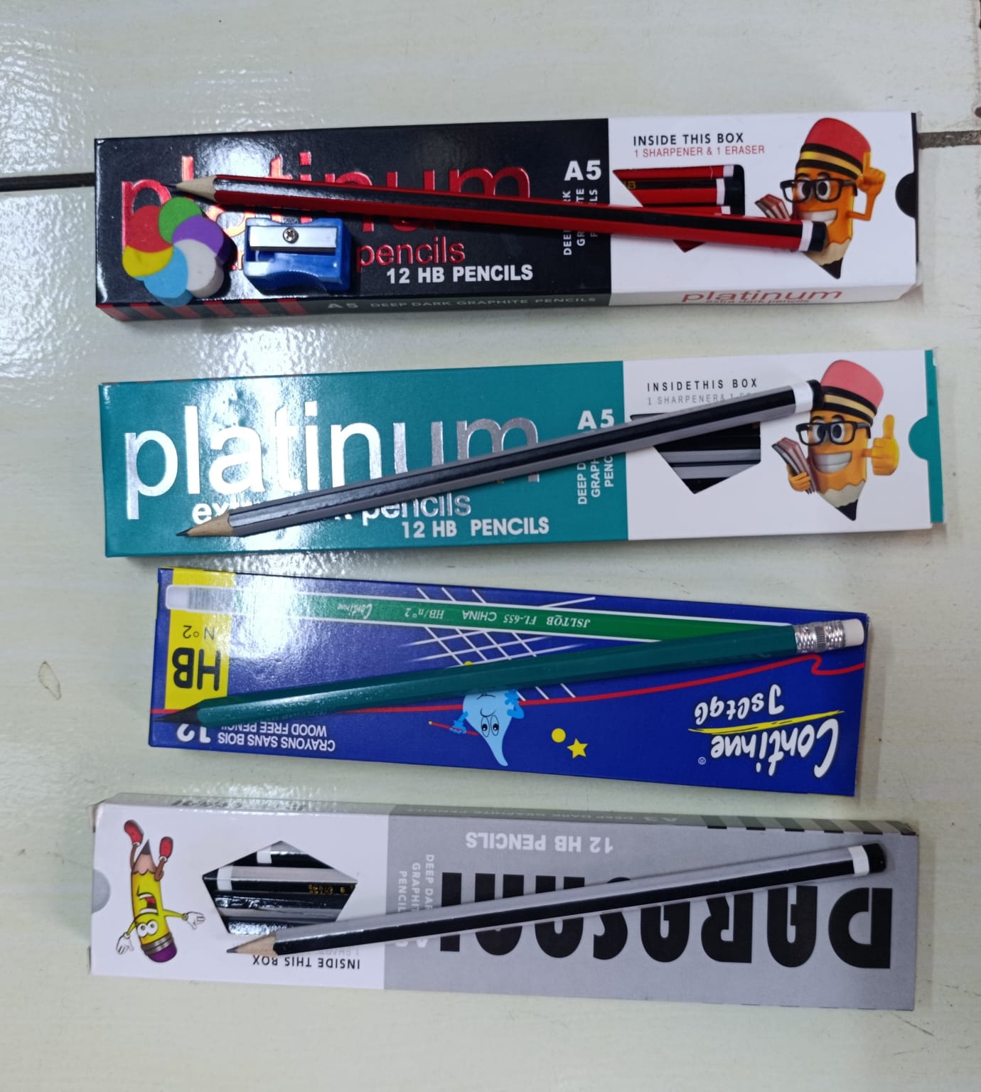 Pencil Set with Sharpener & Rubber – Box of 12
Each box contains 12 pencils, and each pencil comes with one sharpener and one rubber (eraser). Ideal for children’s daily school use
