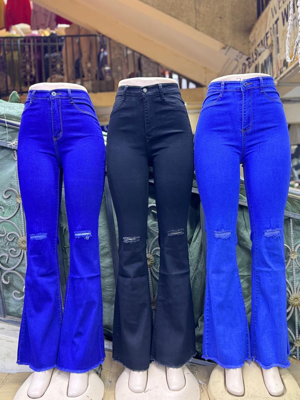 Women’s High Waist Flared Jeans / Stretch Bootcut Denim Pants