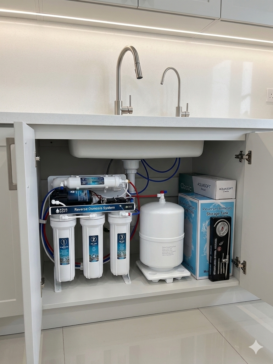 6-Stage Reverse Osmosis Under-Sink Water Filtration System - Complete Kit with Storage Tank & Designer Faucet
