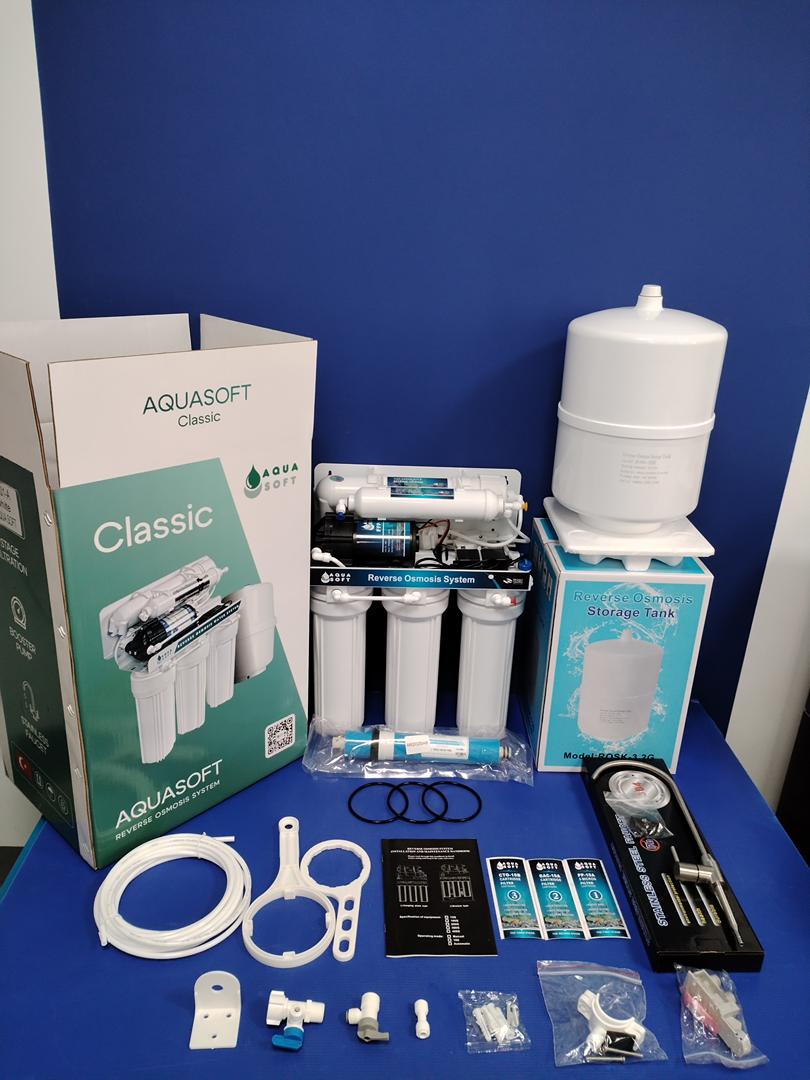 6-Stage Reverse Osmosis Under-Sink Water Filtration System - Complete Kit with Storage Tank & Designer Faucet