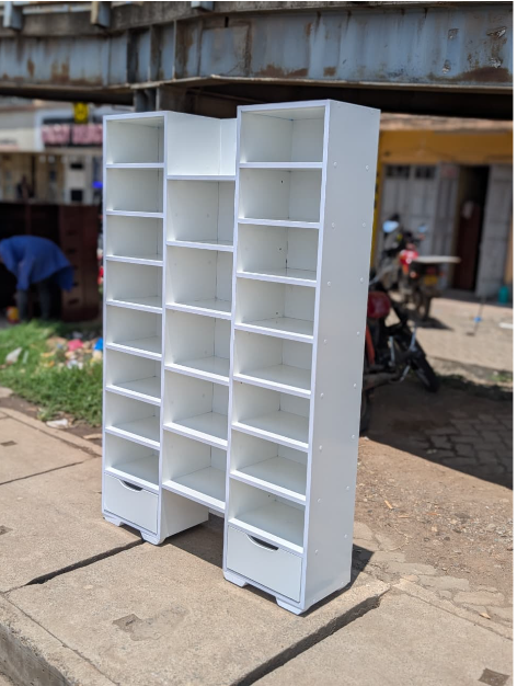 4BY6 Wooden Shoe Rack, Shoe Cabinet, Vertical Shoe Storage Rack with Drawers, Suitable for Entrance Corridor Living Room Bedroom Wardrobe Storage