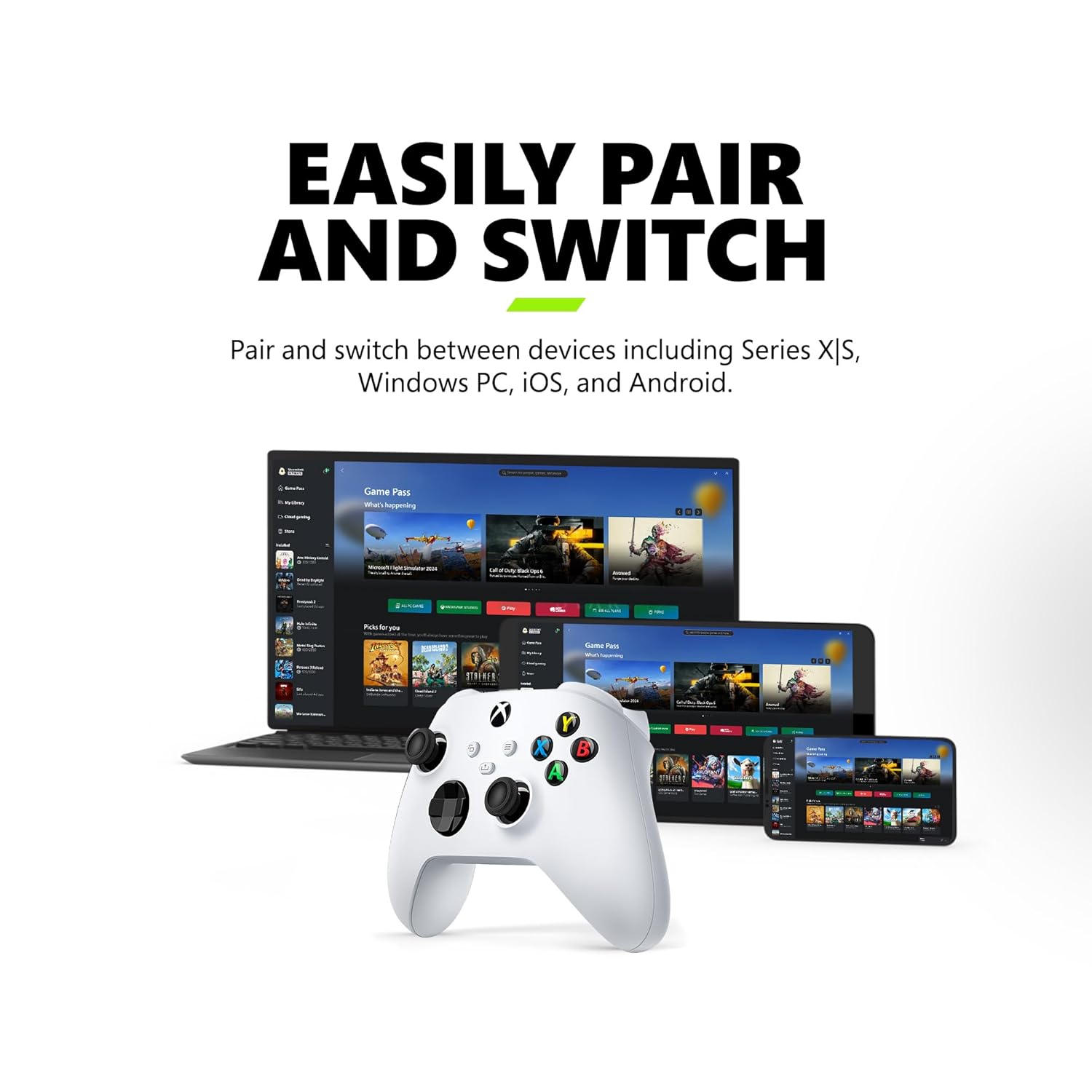 Xbox Wireless Gaming Controller | Robot White | Console, PC, & Android | Textured Grip | Wireless, Bluetooth, USB-C Connectivity