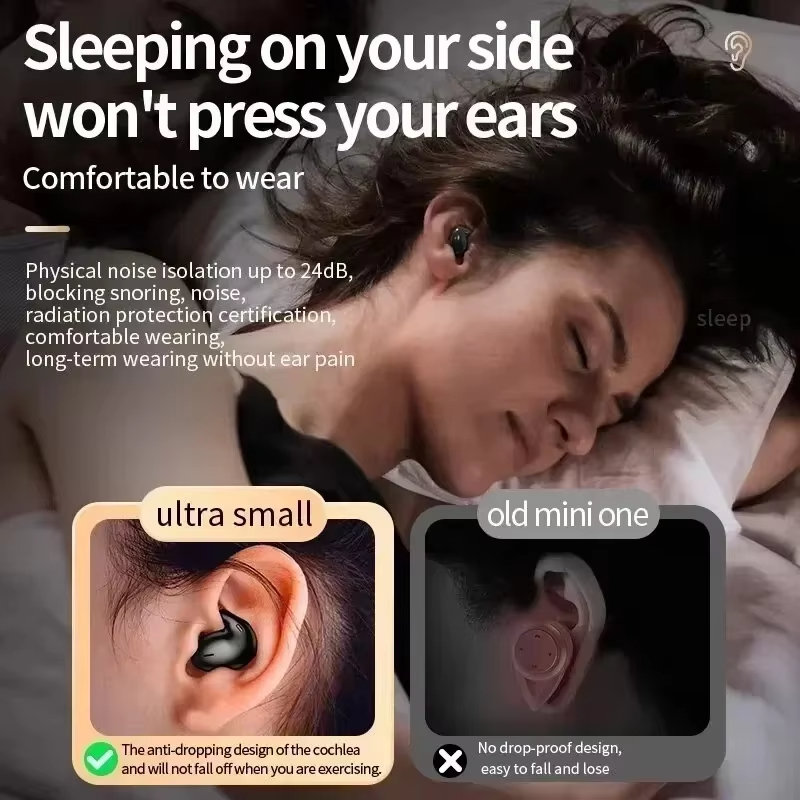 Invisible Sleep Wireless Earphone Mini Bluetooth 5.3 Headphones IPX5 Waterproof Noise Reduction HiFi Stereo Sports Headset