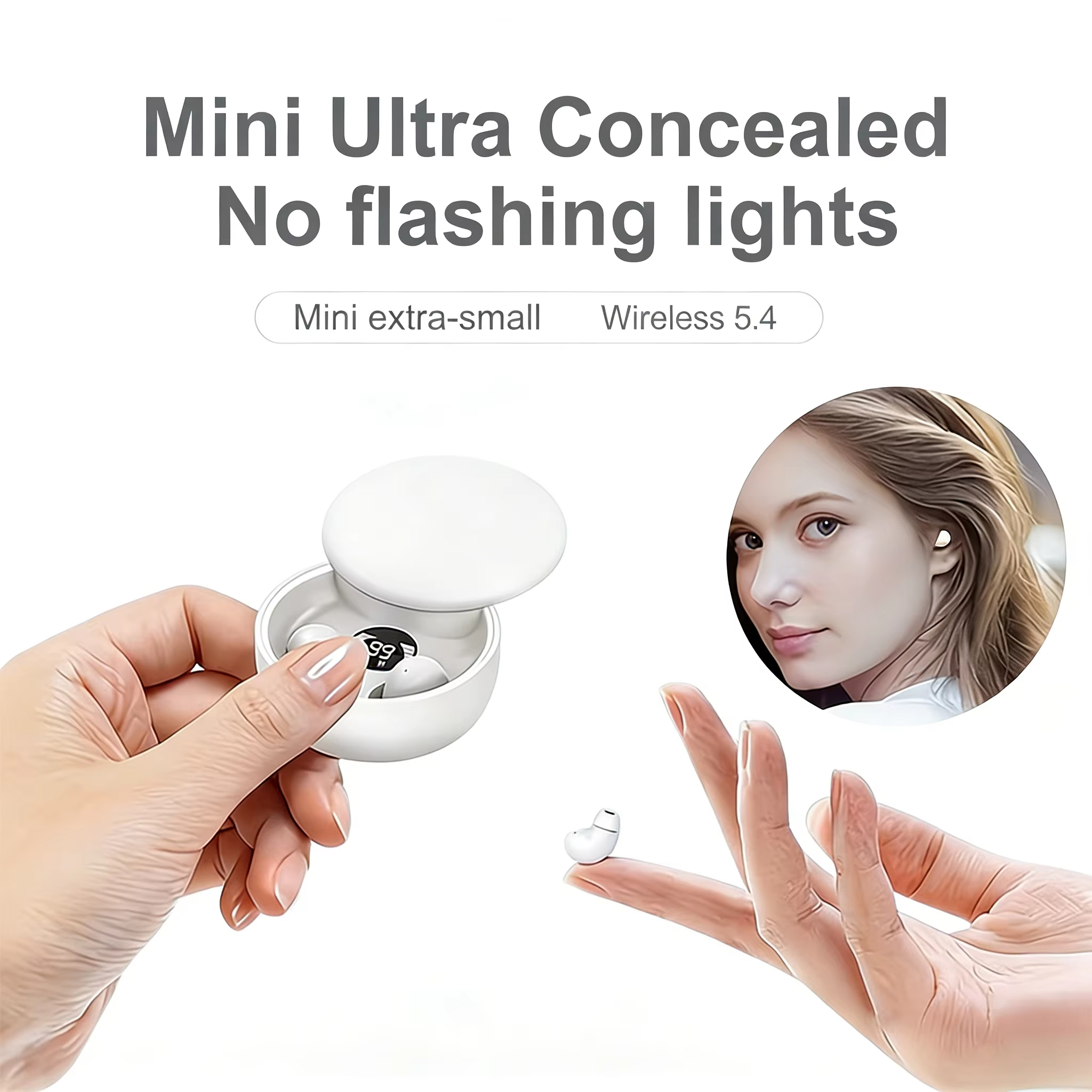SK26 Bluetooth 5.4 Wireless Earphones Small Earbuds Sleeping Sport Invisible Headphones Bass Sound Quality Headset Sliding Cover