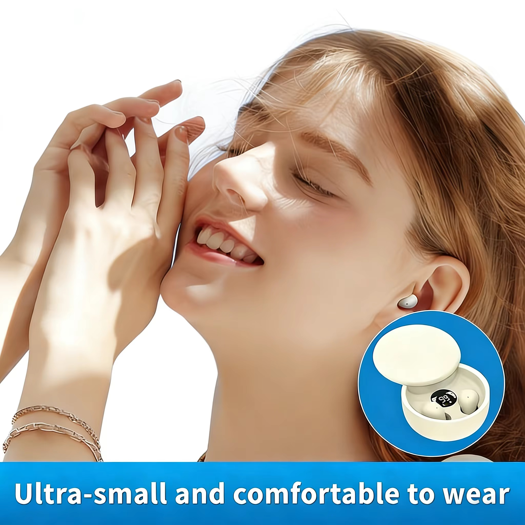 SK26 Bluetooth 5.4 Wireless Earphones Small Earbuds Sleeping Sport Invisible Headphones Bass Sound Quality Headset Sliding Cover