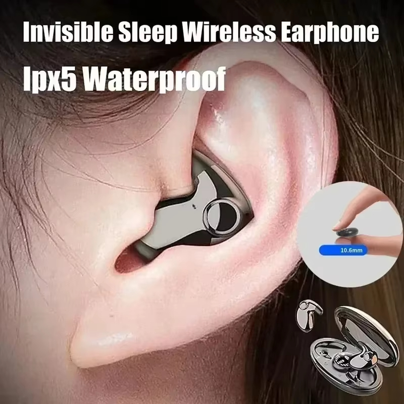 Invisible Sleep Wireless Earphone Mini Bluetooth 5.3 Headphones IPX5 Waterproof Noise Reduction HiFi Stereo Sports Headset