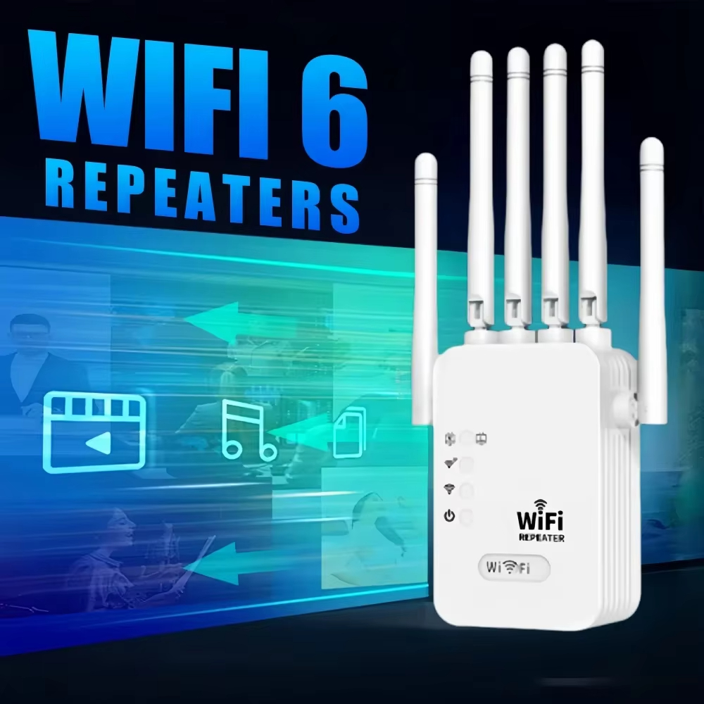 WiFi Booster 1200Mbps Wireless WiFi Repeater WIFI Extender 2.4G/5G Network Amplifier 360° Full Coverage Signal for Office Home