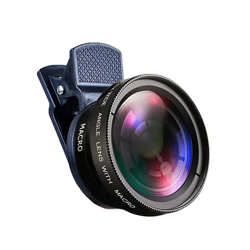 2 In 1 Clip-on Fish Eye Magnifiers Mobile Phone Lens Professional Mobile Phone Camera Lenses 15X Macro 0.45X Super Wide Angle