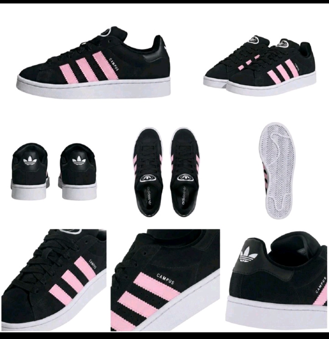 Adidas Campus Sneakers for Men and Women, Classic Black White Low Top Lace Up Shoes, Comfortable Casual Streetwear Trainers Size 36-45
