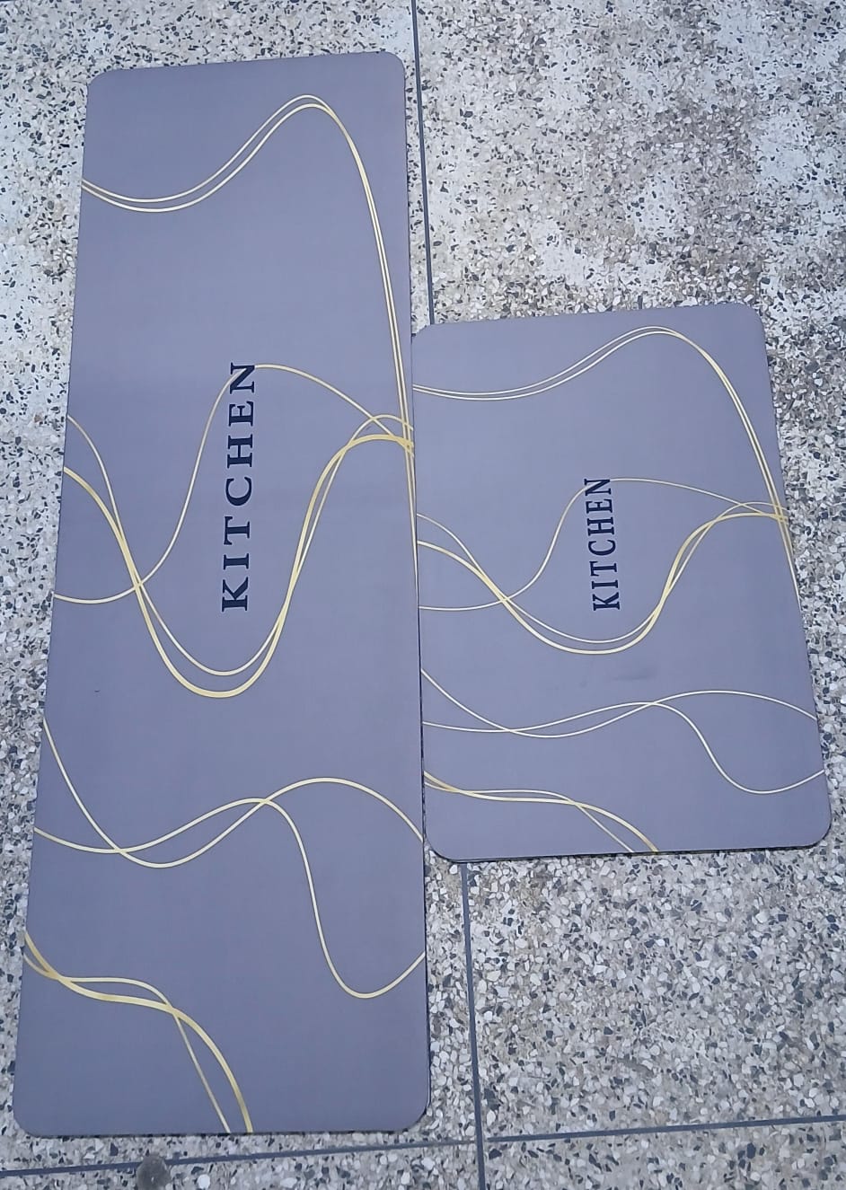 2PC Kitchen Floor Mat Set Anti Slip Waterproof Rubber Backing,cute Kitchen print ,Washable Runner rag for home decor, 120×40cm +60×40cm