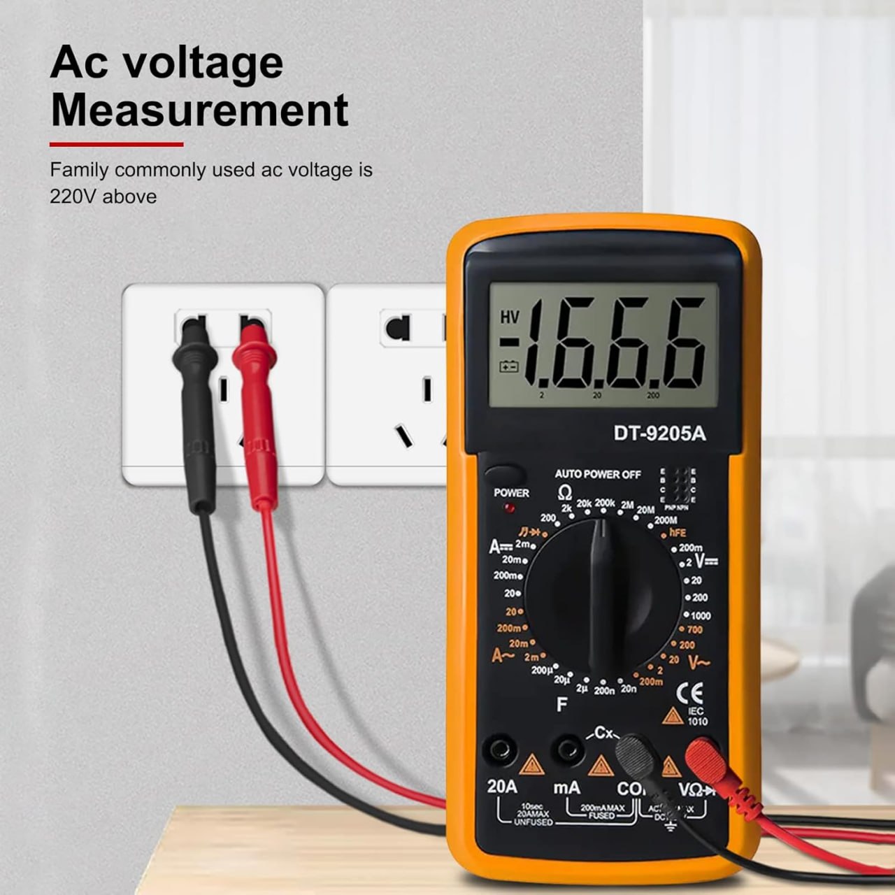 Digital Multimeter Tester Handheld Multimeter AC/DC Volt Amp Meter Capacitance Tester with LCD Display