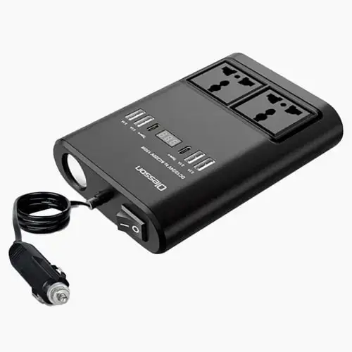 Car Power Inverter 150 Watts DC 12V To AC 220V Converter Outlets 2 USB Universal Socket Power Adapter Inverter With LED Digital Display Extension Cable With USB