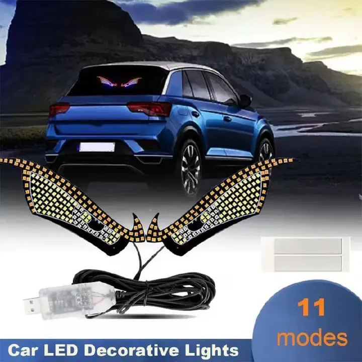 2PC set Car LED decorative lights, car modified lights rear glass USB eye lights, personalized decoration