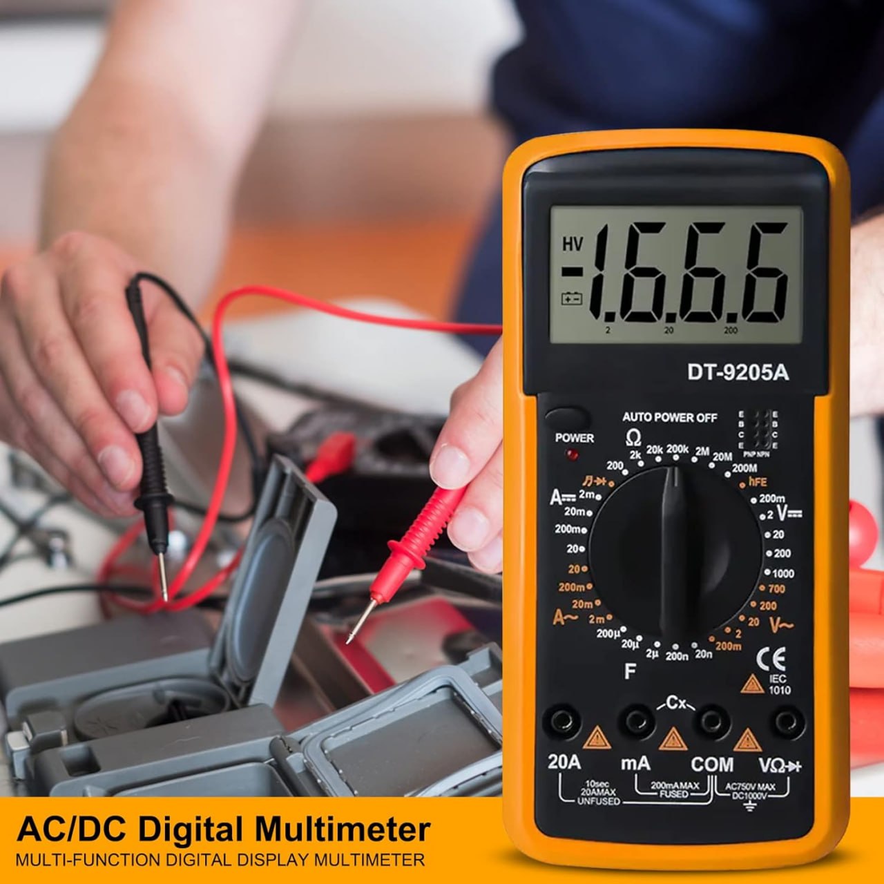 Digital Multimeter Tester Handheld Multimeter AC/DC Volt Amp Meter Capacitance Tester with LCD Display