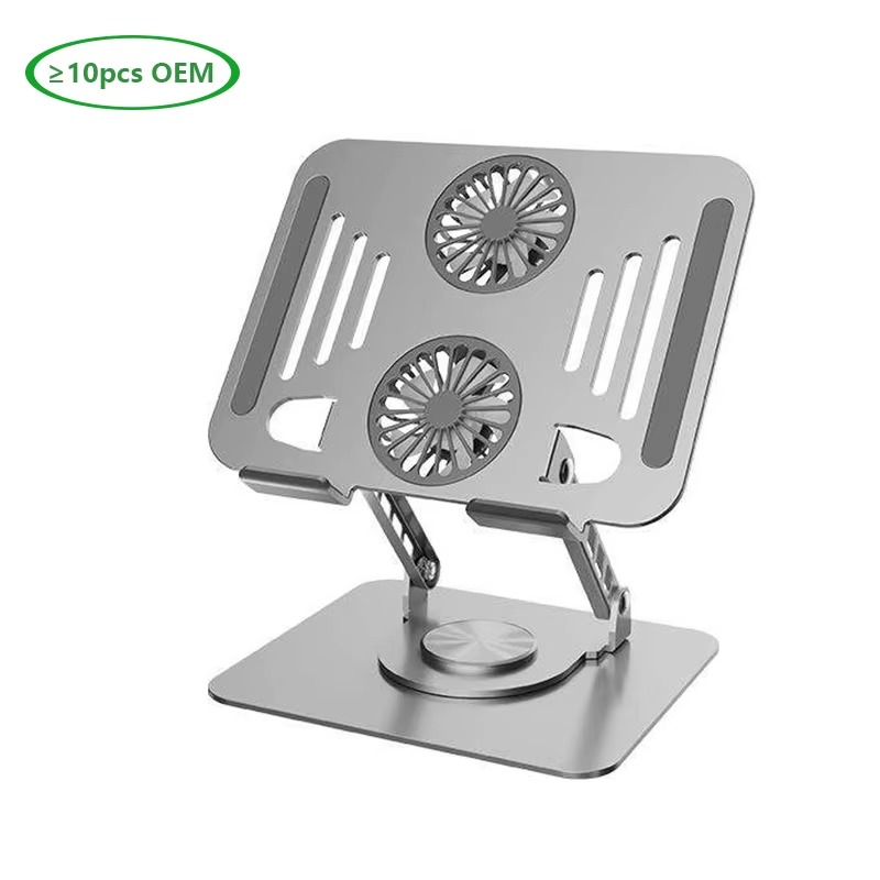 Notebook 360 Rotation Portable Folding Table Stand LAPTOP Adjustable Laptop Stand with Two Heat Dissipation Fan