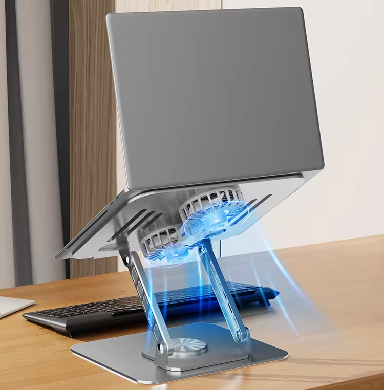 Notebook 360 Rotation Portable Folding Table Stand LAPTOP Adjustable Laptop Stand with Two Heat Dissipation Fan