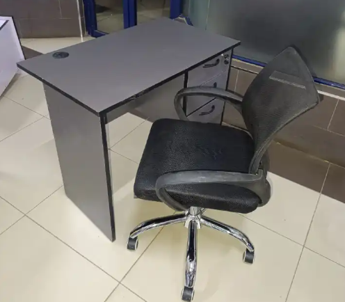 Modern Office Desk 1 Meter Office Chair Set Office Study Desk with Ergonomic Office Chair Durable Comfortable Home & Office Brown/White/grey