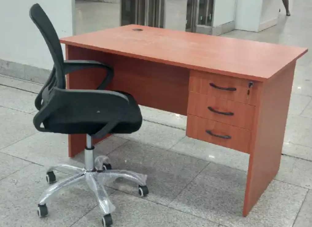 Modern Office Desk 1 Meter Office Chair Set Office Study Desk with Ergonomic Office Chair Durable Comfortable Home & Office Brown/White/grey