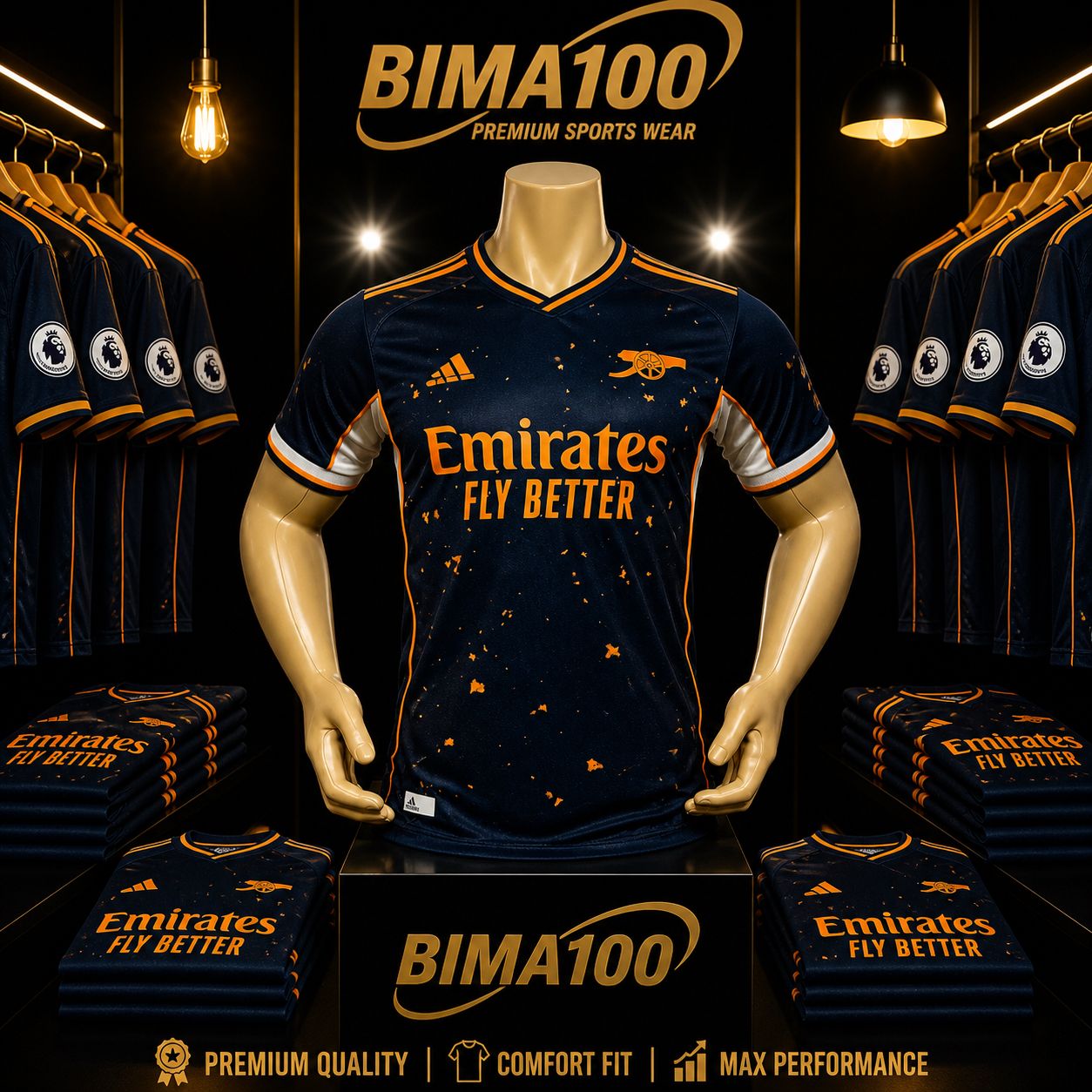 (OFFER) ARSENAL BIMA100 BRAND BLACK ARSENAL FOOTBALL CLUB AWAY JERSEY WITH GOLD ACCENTS Football Jersey Authentic 2026 World Cup Jersey International Football Good Quality