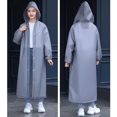 Men and Women Reusable Waterproof Jacket, Button Hooded Raincoat, unisex light weight Rainwear, Rain Coat with Poncho, EVA adult rain coat,