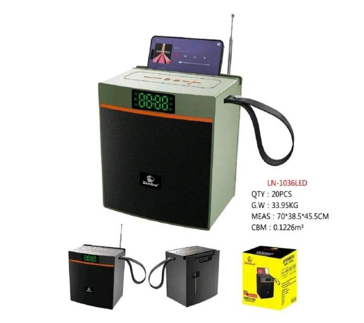 Boombest ln1036 portable Bluetooth tooth wireless speaker, FM Radio, Aux, USB card, with powerful bass speaker and a tweter