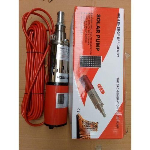 Solar Submersible Water Pump 24V - Stainless Steel, 50m Head, 250W, Red