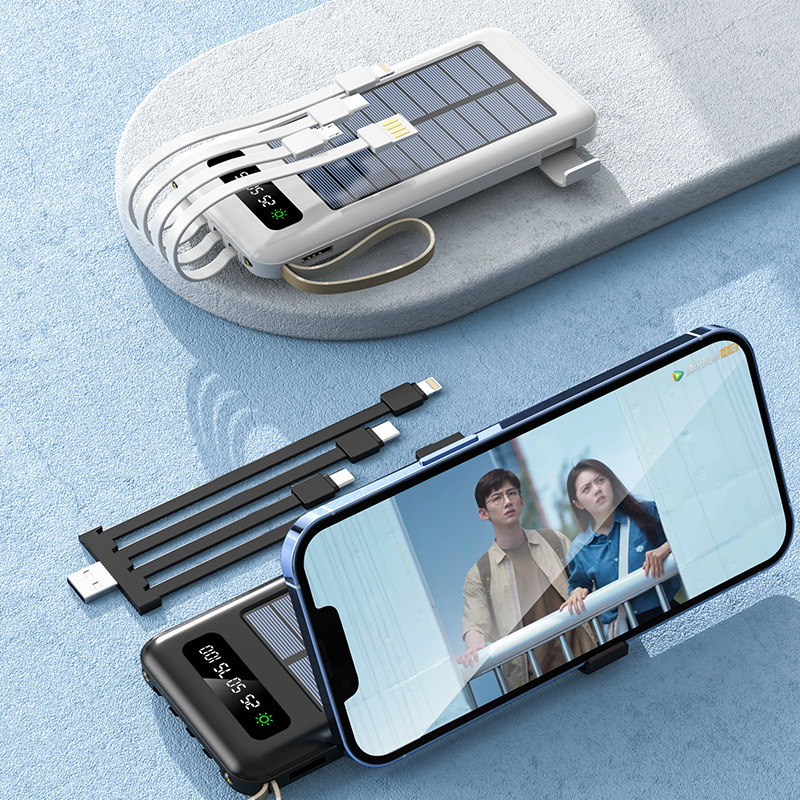 10000mAh Solar Power Bank Portable Charger Fast Charging Rugged Outdoor Powerbank with Dual Input Solar Panel LED Light Emergency Backup Battery for Phone Laptop Travel Camping
