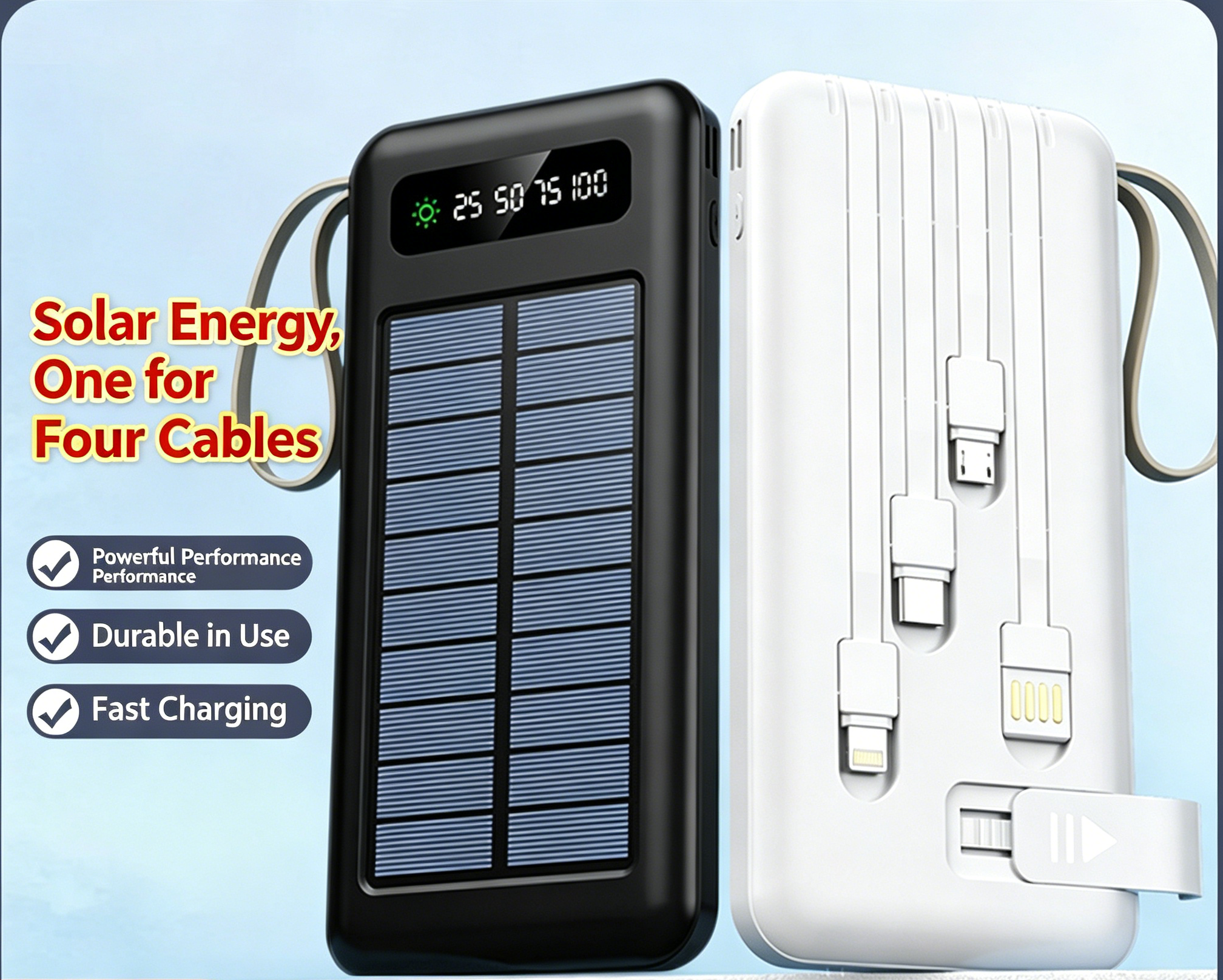 10000mAh Solar Power Bank Portable Charger Fast Charging Rugged Outdoor Powerbank with Dual Input Solar Panel LED Light Emergency Backup Battery for Phone Laptop Travel Camping
