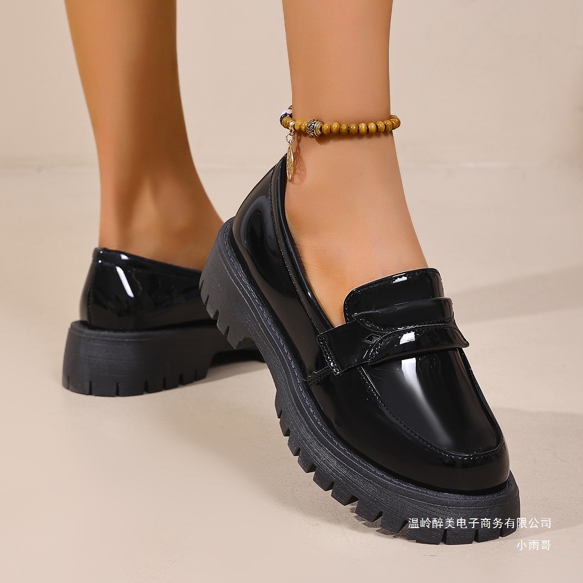 New Patent Leather Low-top Thick Sole Loafers Women British Style Retro Slip On Casual Leather Shoes