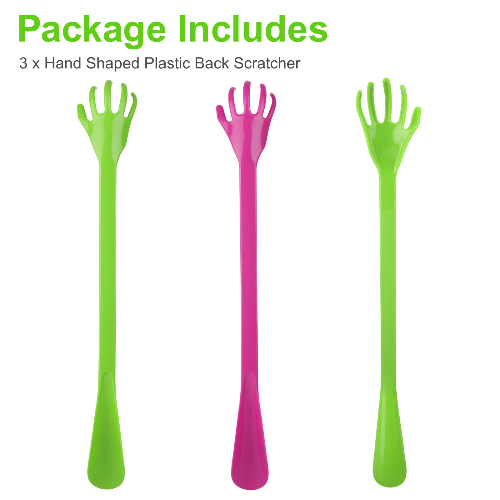 3pcs Shoe Horn Back Scratchers, Plastic Long Handle Back Massagers for Men Women, Random Color