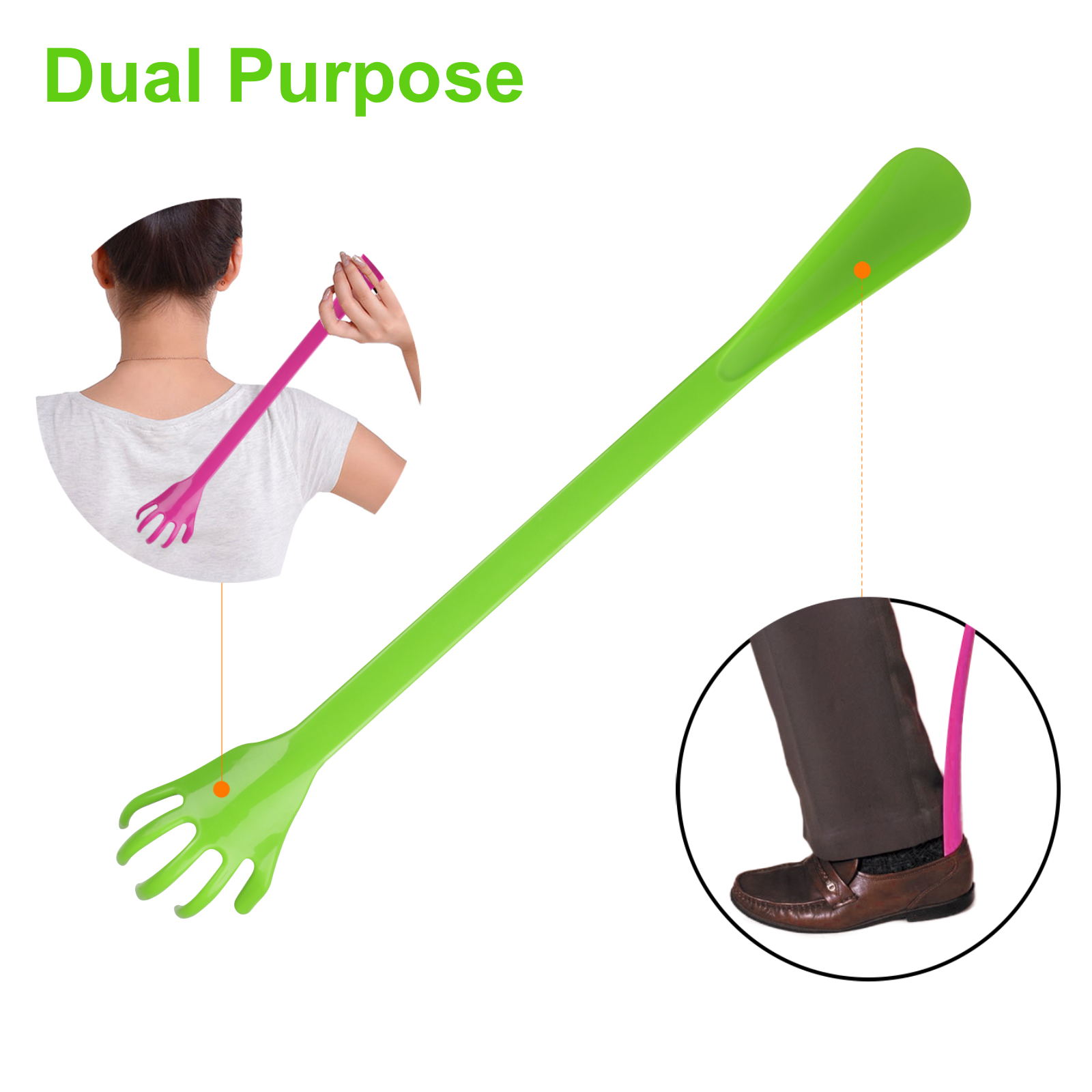 3pcs Shoe Horn Back Scratchers, Plastic Long Handle Back Massagers for Men Women, Random Color