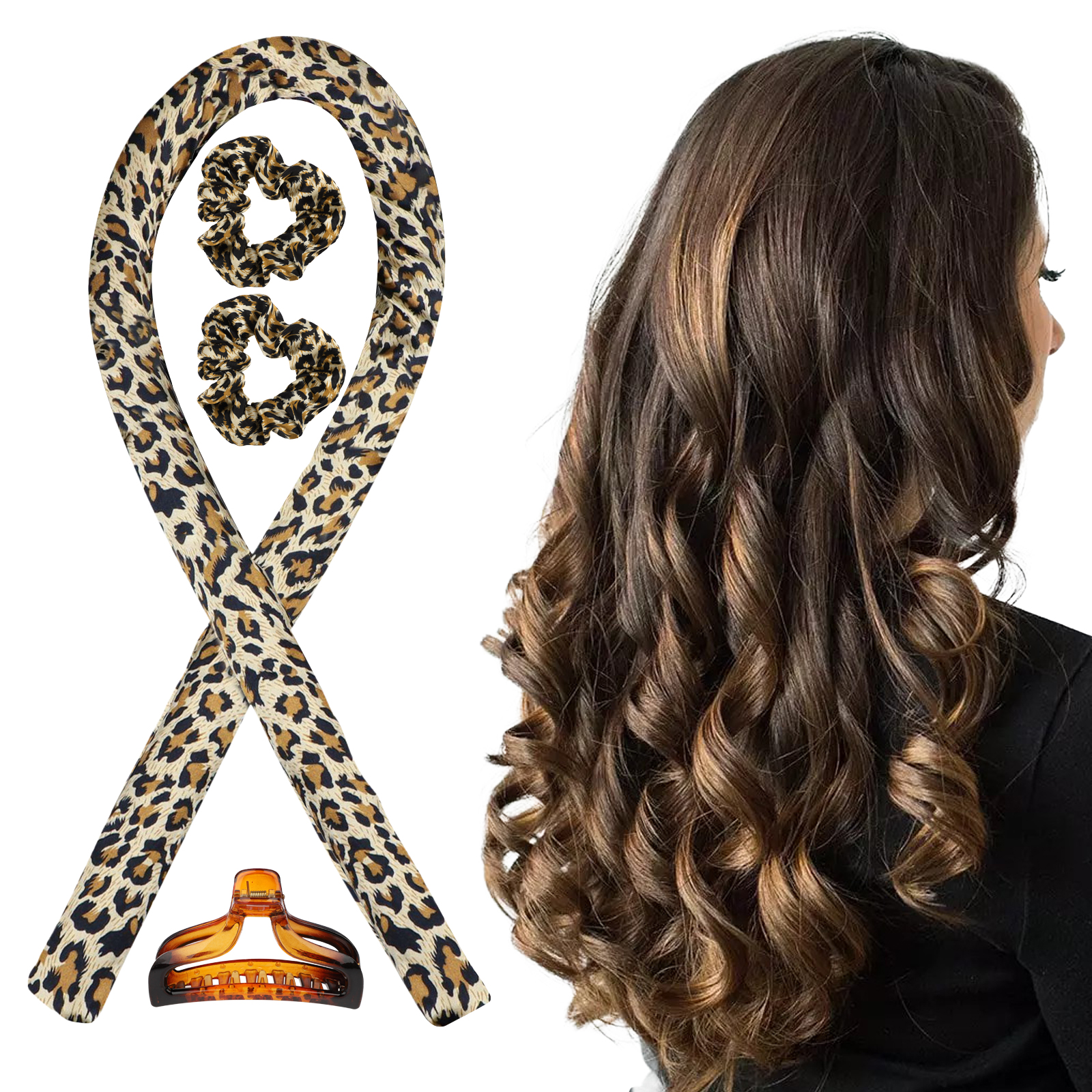 Heatless Curling Rod Headband, Sleeping Hair Roller for Women, Heatless Hair Curler, Hair Curl Ribbon with Clips and Loops
