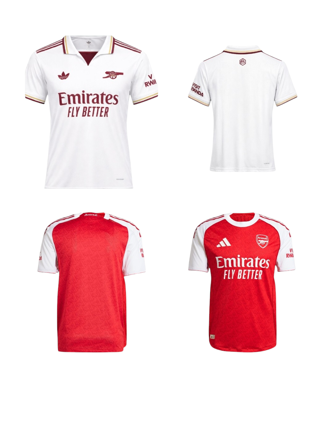 Arsenal 2025/2026 Home and Away Football Jersey – Men's Breathable Sports T-Shirt – Red & White Soccer Fan Shirt