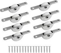 Matex 17mm Sliding Cabinet Door Rollers 15Pcs Wardrobe Pulley Wheels Cupboard Closet Window Track Runner Guides Heavy Duty Zinc Plated Laminated Wood Door Single Concave Wheel Hardware Pull Pulls Set.