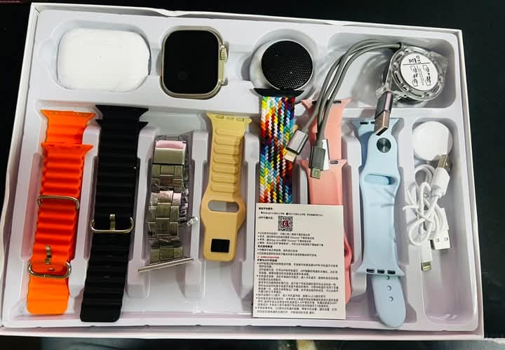 Fashion Latest Smartwatch for Men & Women with free gifts like airpods, bluetooth speaker, 7straps, wireless charger