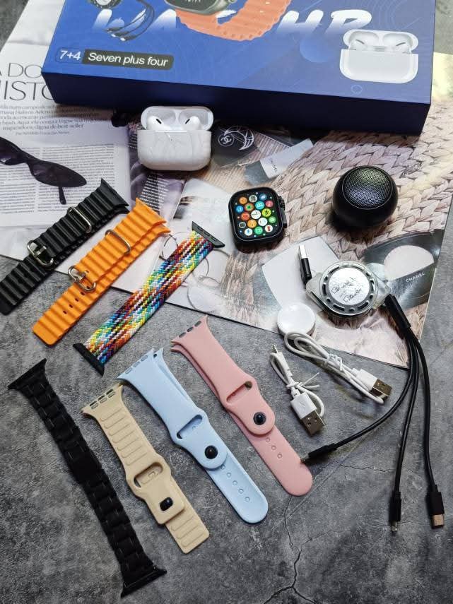 Fashion Latest Smartwatch for Men & Women with free gifts like airpods, bluetooth speaker, 7straps, wireless charger
