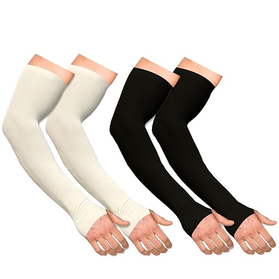 UV Sun Protection Arm Sleeves Cooling Sleeves For Outdoor Sports Basketball Warmers Cuffs Arm Covers Skin Care Gloves Arm Sleeves for Men & Women UV Protection Hand Sleeve with Thumb for Boys & Girls.