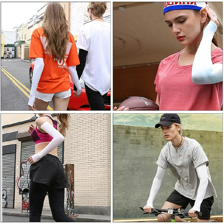 UV Sun Protection Arm Sleeves Cooling Sleeves For Outdoor Sports Basketball Warmers Cuffs Arm Covers Skin Care Gloves Arm Sleeves for Men & Women UV Protection Hand Sleeve with Thumb for Boys & Girls.